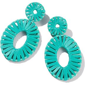 Statement Raffia Earrings Boho Drop Dangle Earrings for Women Handmade Fashion Earring Bohemian Gift Jewelry for Girls