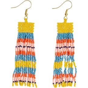 INK + ALLOY Beaded Earrings for Women Dangling, Billie Luxe Sead Bead Fringe Boho Earrings, Hypoallergenic Handmade Jewelry for the Modern Bohemian, 3.3-Inch Length