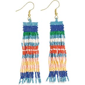INK + ALLOY Beaded Earrings for Women Dangling, Billie Luxe Sead Bead Fringe Boho Earrings, Hypoallergenic Handmade Jewelry for the Modern Bohemian, 3.3-Inch Length in Kuwait