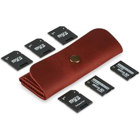 Leather SD Card Holder, SD Card Case, Micro SD Card Holder Organizer, SD Card Storage Case, Memory Card Case Cover, Travel Memory Card Case (Blue)