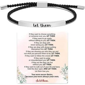 Let Them Bracelet Stainless Steel Engraving Inspirational Bracelet Self Worth Motivation Bracelet To Sorority Sisters Best Friends Personality Inspirational Friendship Bracelet for Women Girls Jewelry Gift