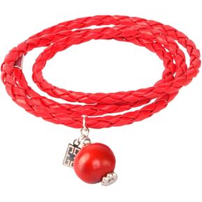 E B Evelyn Brooks Designs Adjustable Leather UNISEX Band Charm Bracelet (Multiple Styles) w/Meaningful Good Luck Huayruro Red & Black Seed beads - Great gifts for HER & For HIM in Saudi Arabia