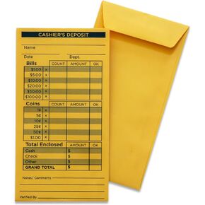 Cashier's Deposit Envelopes | Cash Drop Envelopes (100), Brown