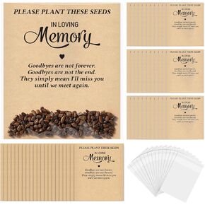 100 Sets Funeral Favors for Guests in Loving Memory Funeral Seed Packet Favors Memorial Cards and Self Adhesive Bags Memorial Seed Packets Seed Storage Bag for Loss of Loved One (No Seeds)