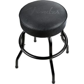 Fender Embossed Black Logo Swivel Barstool, Great Gifts for Dad, with 1 Year Limited Warranty, Simple Assembly, Black/Black, 24"