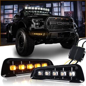 مصابيح الضباب فورد رابتور مع إشارات الانعطاف LED المتعرجة ضوء النهار الجري متوافق مع فورد رابتور 2017 2018 2019 2020 Gen 2