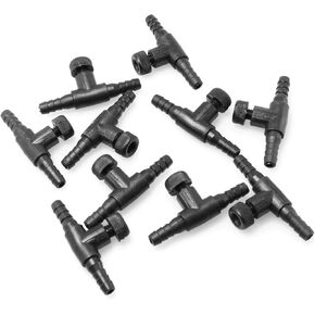 DGZZI T Shaped Control Valve 10PCS Black Plastic Aquarium 2 Way Air Line Regulator Connector for Fish Tank Pump 4mm
