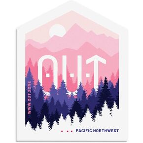 Out Pacific Northwest Oregon Landscape Waterproof Vinyl Stickers for Water Bottles, Laptops, Phone Cases, Cars, Computer Decals (Blue)