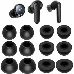 Space A40 Memory Foam Ear Tips, 6 Pairs Replacement S/M/L Cancel Noise Fit in Case Comfortable No Silicone Pain EarTips Accessories Compatible with Soundcore P20i Life P3 - Black