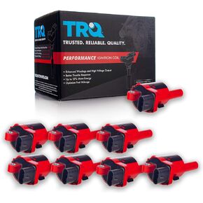TRQ 8 Piece Premium High Performance Ignition Coil Round Style Kit Set for 2016-2018 Camaro / 2014-2018 Corvette / 2014-2018 Sierra 1500/2014-2018 Silverado 1500/2015-2018 Suburban