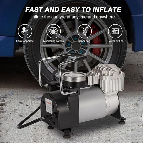 Tire Inflator Air Compressor with Portable Bag, 150PSI 12V DC Auto Tire Pump with Adapter for Car for Truck, SUV, Car, RV in Kuwait