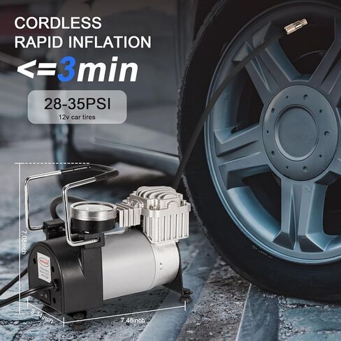 Tire Inflator Air Compressor with Portable Bag, 150PSI 12V DC Auto Tire Pump with Adapter for Car for Truck, SUV, Car, RV in Kuwait