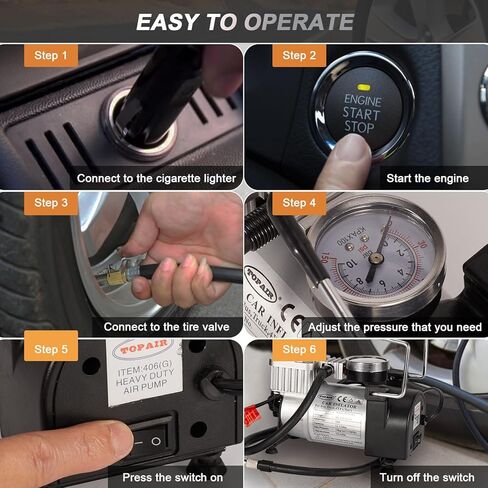 Tire Inflator Air Compressor with Portable Bag, 150PSI 12V DC Auto Tire Pump with Adapter for Car for Truck, SUV, Car, RV in Kuwait