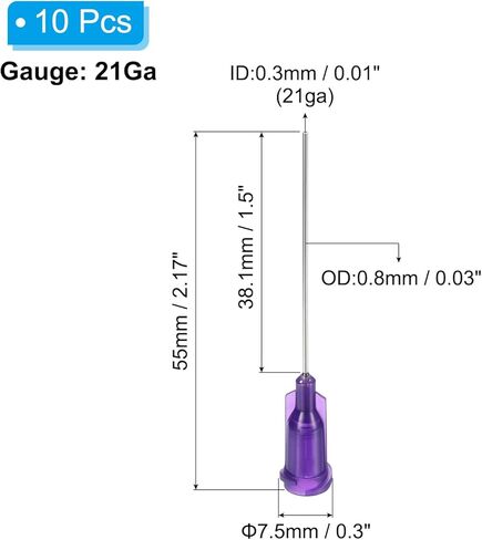 PATIKIL 27Ga × 1.5 بوصة نصائح إبرة التوزيع، 10 قطع من الفولاذ المقاوم للصدأ والبلاستيك الغراء أنبوب إبرة حادة مع قفل Luer لقضيب زيت الغراء، أبيض in Saudi Arabia