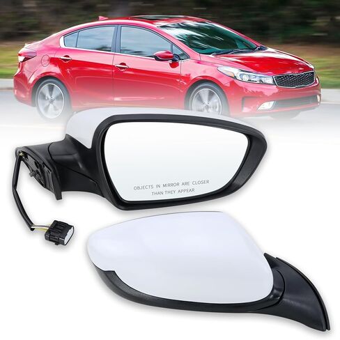 Left Driver Side Mirror Compatible with 2017 2018 Kia Forte with Manual Folding power glass Heated Can be DIY Paintable Replace#KI1320213(5 Pins) in Kuwait
