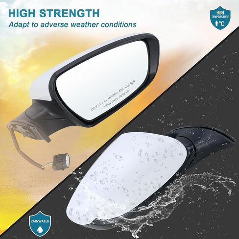 Left Driver Side Mirror Compatible with 2017 2018 Kia Forte with Manual Folding power glass Heated Can be DIY Paintable Replace#KI1320213(5 Pins) in Kuwait