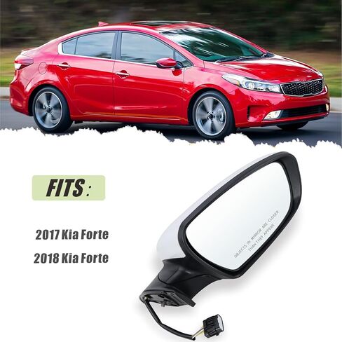 Left Driver Side Mirror Compatible with 2017 2018 Kia Forte with Manual Folding power glass Heated Can be DIY Paintable Replace#KI1320213(5 Pins) in Kuwait