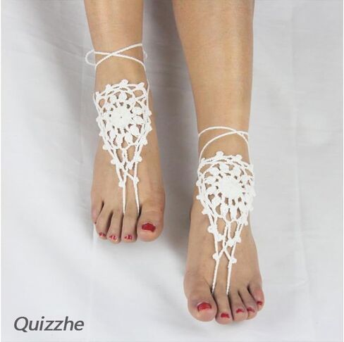 2PC Beach Anklet Barefoot Sandals Black Crochet Layered Lace Ring Foot Chain Bridal Wedding Anklet Foot Yoga Dance Trendy Accessories for Women in Saudi Arabia