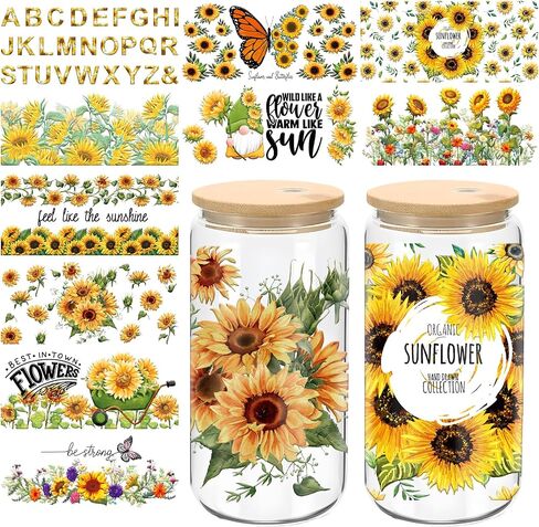 UV DTF Cup Wrap - 8 Sheets Butterfly UV DTF Cup Wrap Stickers Leopard Print UVDTF Cup Wraps Waterproof Personalized Flower UV DTF Wraps for 16 OZ Glass Cups Wood Crafts in Saudi Arabia