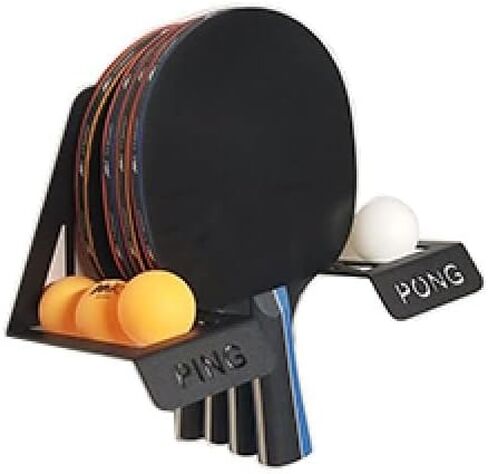 رف تخزين Rhino Rack Elite Ping Pong & Table Tennis، شماعة مثبتة على الحائط من الفولاذ بنسبة 100%، حامل 6 كرات ومجاديف، الأجهزة متضمنة in Kuwait