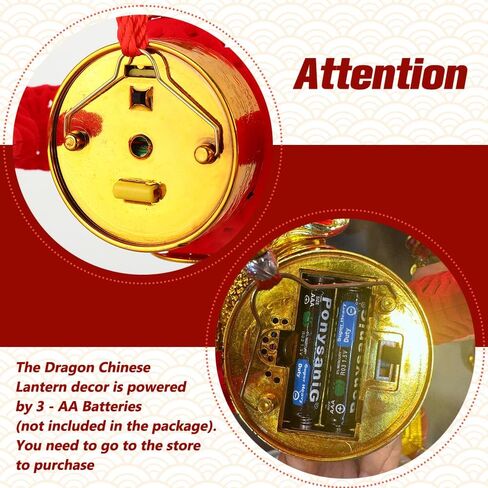 2 قطعة التنين الأحمر الفوانيس الصينية الديكور مع التنين شكل القطب شرابة بطارية تعمل ثلاثية الأبعاد النمط الصيني العام الجديد مهرجان الربيع الديكور in Kuwait