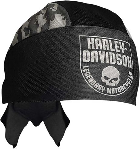 Harley-Davidson Men's Camo Willie G Skull Polyester One Size Headwrap - Black in Saudi Arabia