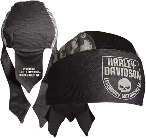Harley-Davidson Men's Camo Willie G Skull Polyester One Size Headwrap - Black in Saudi Arabia