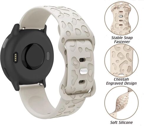 Leopard Engraved Silicone Watch Bands for Venu 3S (41mm) Smart Watch, Soft Sport 18mm Quick Release Waterproof Replacement Wristband Strap for Garmin Venu 3S / Venu 2S / Vivomove 3S /Vivoactive 4S in Kuwait