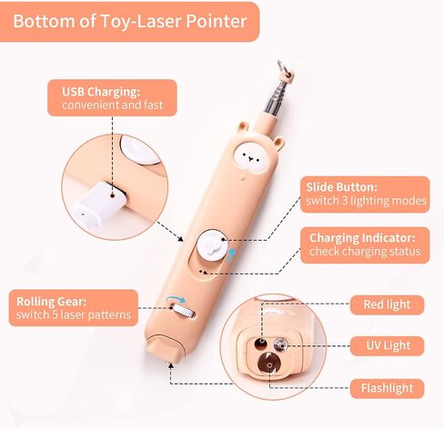 Cat Laser Toys, 2 in 1 Laser Pointer Cat Toys,Internative Cat Toys for Indoor Cats,3+5 Light Modes Cat Wand Toy, Retractable Cat Feather Toys, Long Range Kitten Toys,USB Rechargeable in Saudi Arabia