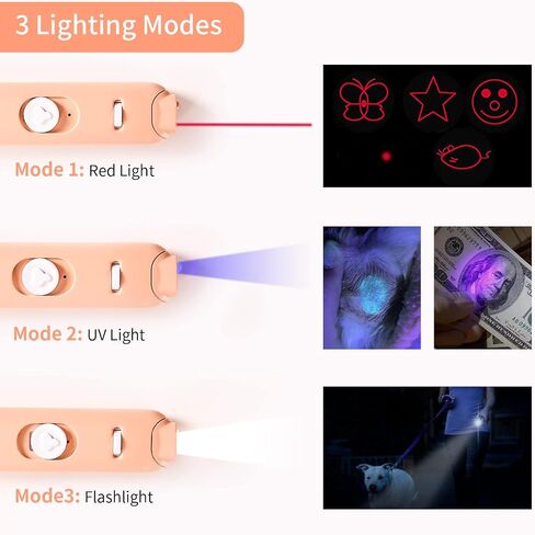 Cat Laser Toys, 2 in 1 Laser Pointer Cat Toys,Internative Cat Toys for Indoor Cats,3+5 Light Modes Cat Wand Toy, Retractable Cat Feather Toys, Long Range Kitten Toys,USB Rechargeable in Saudi Arabia