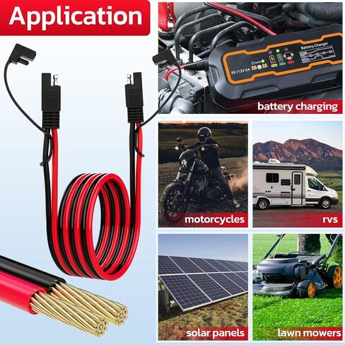 10AWG SAE Extension Cable 10 Gauge SAE to SAE Extension Cord with Two Prong Connectors for Solar RV Automotive (1FT) in Saudi Arabia