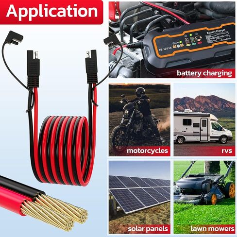 10AWG SAE Extension Cable 10 Gauge SAE to SAE Extension Cord with Two Prong Connectors for Solar RV Automotive (1FT) in Saudi Arabia