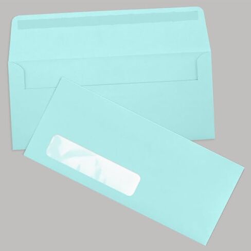LUXPaper #10 مظاريف نافذة الأعمال | 4 1/8 بوصة × 9 1/2 بوصة | بيبي بلو | 80 رطل. نص | 50 الكمية in Kuwait