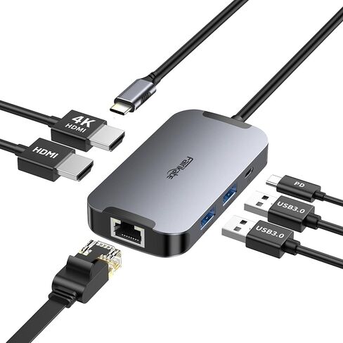 محطة إرساء USB C شاشة مزدوجة، مقسم HDMI شاشة ممتدة شاشتين لأجهزة Mac وWindows، محول USB C متعدد المنافذ 6 في 1، HDMI مزدوج 1000 ميجابت في الثانية جيجابت إيثرنت PD توصيل طاقة USB مزدوج 3.0 in Kuwait