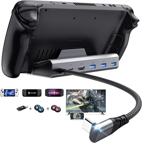 قاعدة إرساء 6 في 1 لمنصة Steam Deck وROG Ally مع 4K@60 هرتز، و3 USB-A 3.0، وGigabit Ethernet بسرعة 1000 ميجابت في الثانية وشحن USB C بقدرة 100 واط متوافق مع ROG Ally، وSteam Deck، وTJD in Kuwait