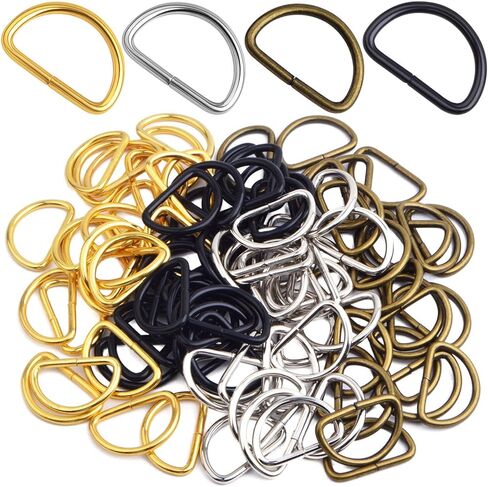 100pcs Heavy Duty Semi-Circular D Rings Multi-Functional Half Round D-Shaped Rings Buckle DIY Accessories for Hardware Bags Backpack Belt Clothing Sewing, 4 Colors in Saudi Arabia