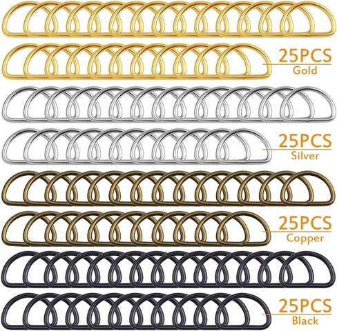 100pcs Heavy Duty Semi-Circular D Rings Multi-Functional Half Round D-Shaped Rings Buckle DIY Accessories for Hardware Bags Backpack Belt Clothing Sewing, 4 Colors in Saudi Arabia