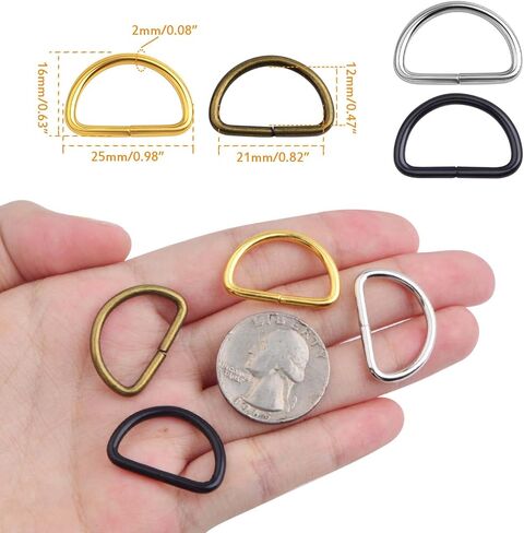 100pcs Heavy Duty Semi-Circular D Rings Multi-Functional Half Round D-Shaped Rings Buckle DIY Accessories for Hardware Bags Backpack Belt Clothing Sewing, 4 Colors in Saudi Arabia