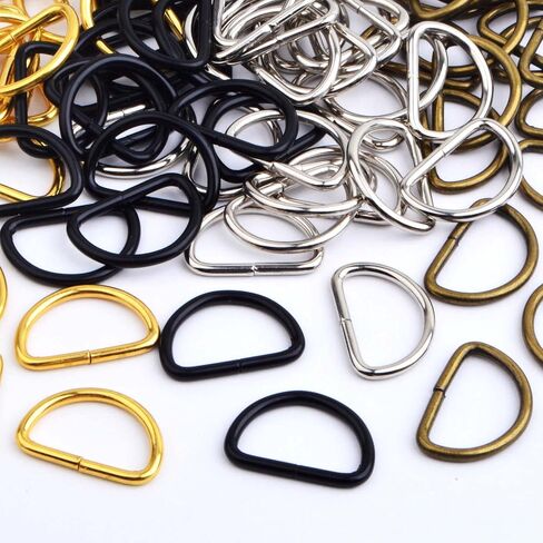100pcs Heavy Duty Semi-Circular D Rings Multi-Functional Half Round D-Shaped Rings Buckle DIY Accessories for Hardware Bags Backpack Belt Clothing Sewing, 4 Colors in Saudi Arabia