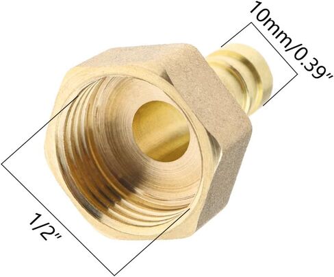 2PCS 10mm to 1/2 Inch BSP Female Thread Barb Brass Fitting Connectors Hose Barbed Joint Adapter Coupler for Fuel Air Gas Water Oil in Saudi Arabia