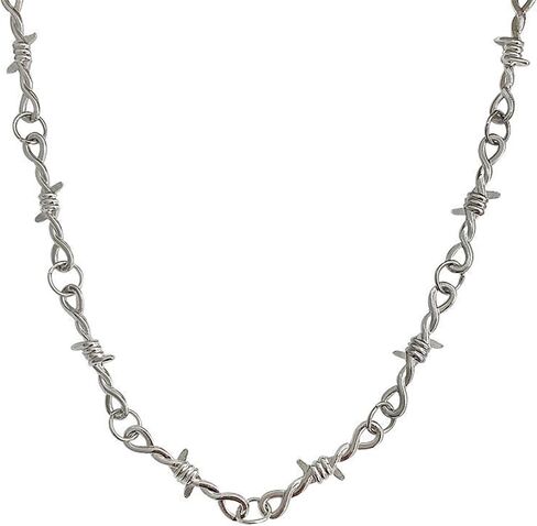 coadipress Unisex Gothic Thorns Choker Necklace for Men Women Personalized Punk Hip Hop Heavy Duty Padlock Metal Collar Thorns Barbed Wire Choker Necklace Harajuku Chain Jewelry Gift in Saudi Arabia