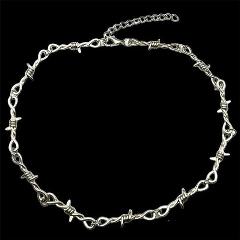 coadipress Unisex Gothic Thorns Choker Necklace for Men Women Personalized Punk Hip Hop Heavy Duty Padlock Metal Collar Thorns Barbed Wire Choker Necklace Harajuku Chain Jewelry Gift in Saudi Arabia