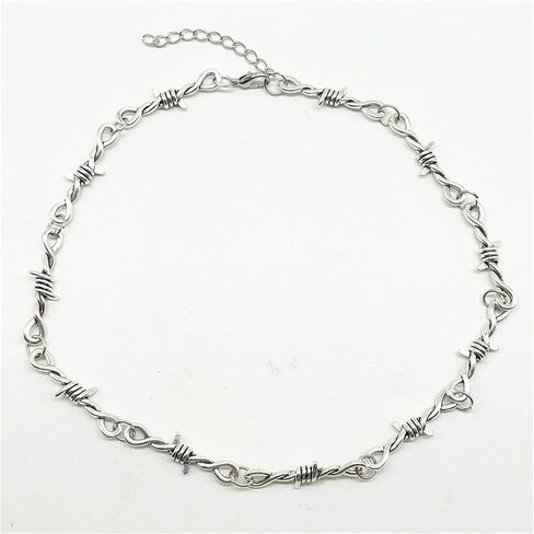coadipress Unisex Gothic Thorns Choker Necklace for Men Women Personalized Punk Hip Hop Heavy Duty Padlock Metal Collar Thorns Barbed Wire Choker Necklace Harajuku Chain Jewelry Gift in Saudi Arabia