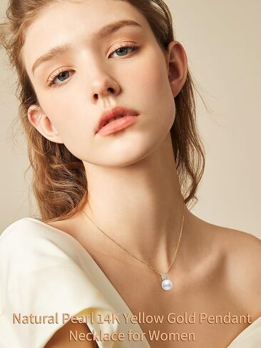 Gold Pearl Necklace 14K Solid Gold Dainty Pearl Necklaces for Women Her Mom Jewelry Gifts,Real Pearl Necklace Choker for Mothers Day Mama Necklace Gift in Saudi Arabia