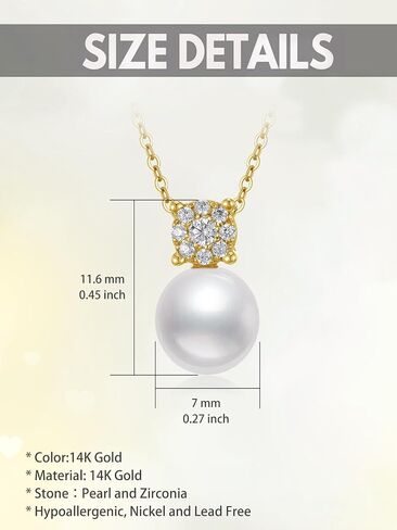 Gold Pearl Necklace 14K Solid Gold Dainty Pearl Necklaces for Women Her Mom Jewelry Gifts,Real Pearl Necklace Choker for Mothers Day Mama Necklace Gift in Saudi Arabia