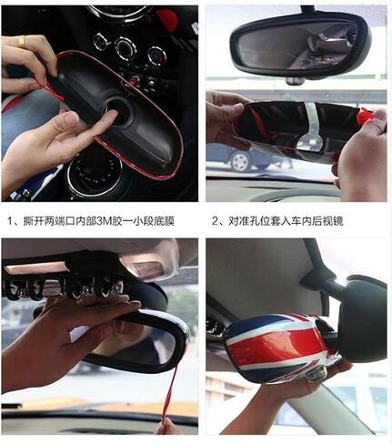 داخل مرآة الرؤية الخلفية الداخلية ABS أغطية غطاء بلاستيكي ملحقات متوافقة مع Mini Cooper R55 Clubman R56 Hatchback R57 Covertible R60 Countryman R61 Paceman (أحمر) in Kuwait
