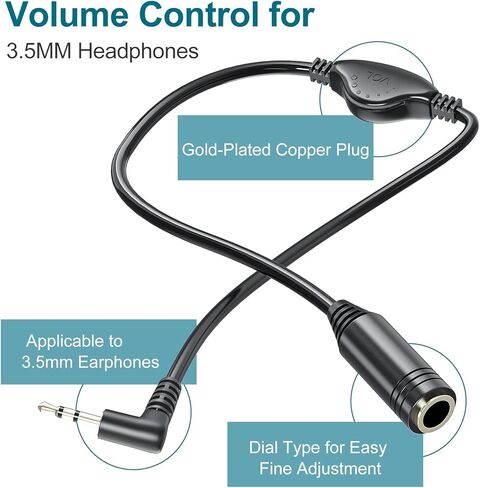 Punasi 2 حزم كابل تمديد سماعة الرأس مع التحكم في مستوى الصوت في الخط، كابل صوت تمديد 3.5 ملم ذكر إلى أنثى محول Aux للهواتف وسماعات الرأس والأجهزة اللوحية وأجهزة الكمبيوتر الشخصية ومشغلات MP3 والمزيد in Kuwait
