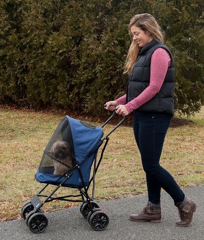 Pet Gear Travel Lite Plus Stroller, Compact, Easy Fold, No Assembly Required, Large Wheels for Cats and Dogs up to 15 pounds, 3 Colors in Saudi Arabia