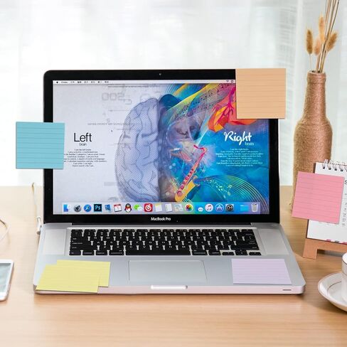 6 وسادات من الملاحظات اللاصقة المبطنة بالباستيل مقاس 3 × 3 بوصة، سهلة نشر الملاحظات اللاصقة مع الخطوط، ملاحظات لاصقة الأكورديون 80 ورقة/وسادة (باستيل) in Kuwait