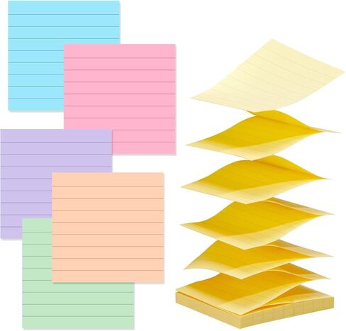 6 وسادات من الملاحظات اللاصقة المبطنة بالباستيل مقاس 3 × 3 بوصة، سهلة نشر الملاحظات اللاصقة مع الخطوط، ملاحظات لاصقة الأكورديون 80 ورقة/وسادة (باستيل) in Kuwait